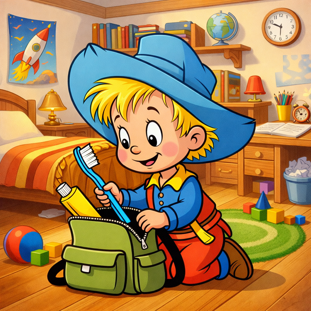 Мальчик собирает рюкзак