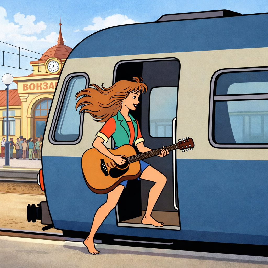 Девочка заходит в вагон