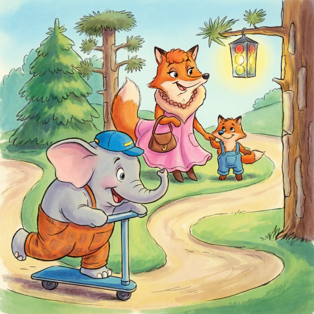 Слон на самокате